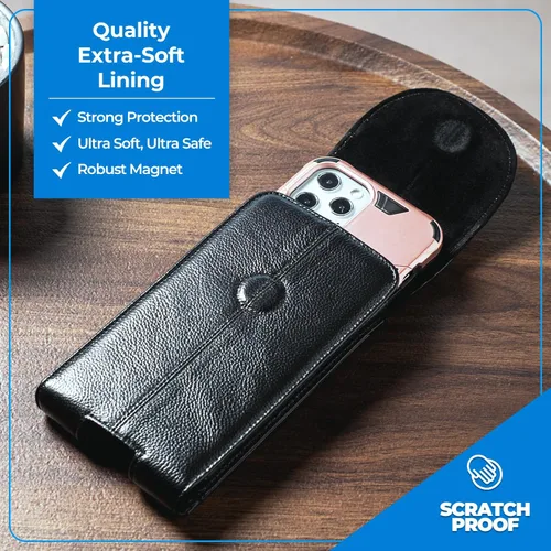 Miniatura 3 de Funda de cuero genuino para iPhone 17 Pro Max 16 Pro Max 15 Plus 14 Pro Max Samsung Galaxy Note 9 8 S24 Ultra S25 Edge Funda con clip para cinturón