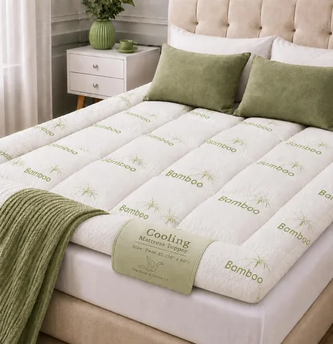 Miniatura 9 de Cubrecolchón de felpa extra grueso Twin XL para dormitorio universitario, suave y refrescante con superficie acolchada (Pillow Top) para aliviar