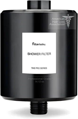 Filterbaby Filtro de ducha totalmente metálico Pro – Certificado IAPMO según la norma NSF 177, desarrollado por médicos, reduce hasta un 99% de Negro