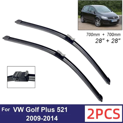 Miniatura 2 de Limpiaparabrisas delantero compatible con VW Golf Plus 521 2009-2014, limpiaparabrisas delantero de goma suave, parabrisas automático de 28 2 PIEZAS