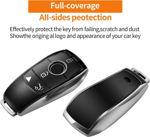 Miniatura 3 de Funda para llavero Mercedes Benz con llavero, carcasa de protección completa de TPU suave compatible con Mercedes Benz Clase E, Clase S desde 2018