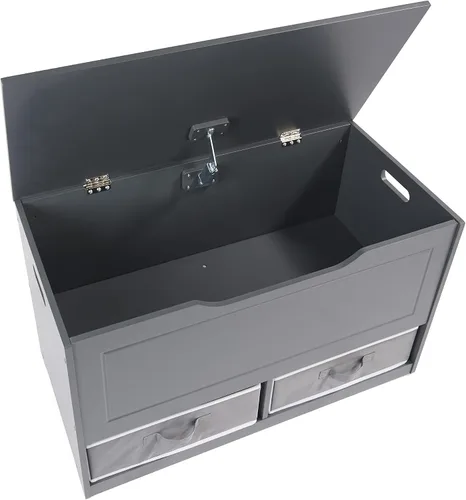 Miniatura 8 de Badger Basket Caja de juguetes y banco de almacenamiento, combo de pecho y asiento con 2 cestas reversibles, tapa de bisagra de seguridad