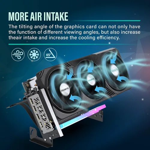 Miniatura 6 de EZDIY-FAB Soporte de montaje de GPU PCIe 4.0 con módulo LED ARGB, ajuste multiángulo con cable elevador, compatible con RTX4090, 4080, 4070ti