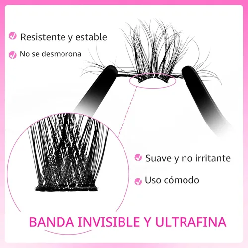 Miniatura 3 de VEYESBEAUTY Xtreme - Extensiones de pestañas individuales esponjosas, pestañas de volumen en capas 3D, banda delgada e invisible, pestañas de visón