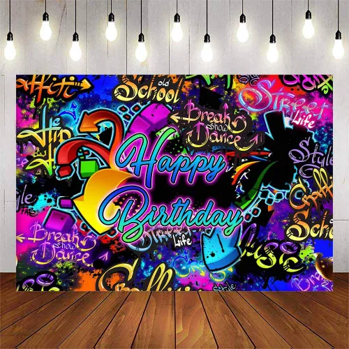 Avezano Graffiti - Telón de fondo de cumpleaños de los años 80 y 90, estilo retro, hip hop, fiesta de cumpleaños, decoración de los años 80 (7 x 5
