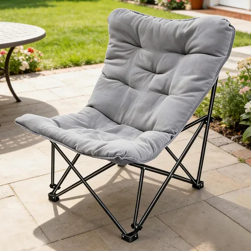 Miniatura 8 de Silla de mariposa acolchada y cómoda, silla plegable con respaldo alto para dormitorio, sala de estar, camping, césped