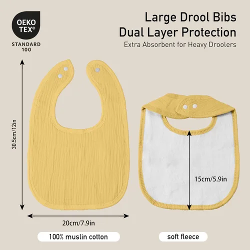 Miniatura 3 de GLLQUEN BABY Baberos de muselina para babeo para niños y niñas 8 unidades, baberos ajustables para bebé para babeo y dentición, babero de bandana