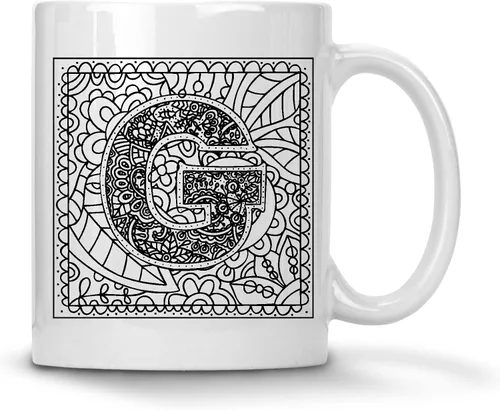 Miniatura 6 de Alankathy Mugs Taza de café monograma, 11 oz, color blanco (A)