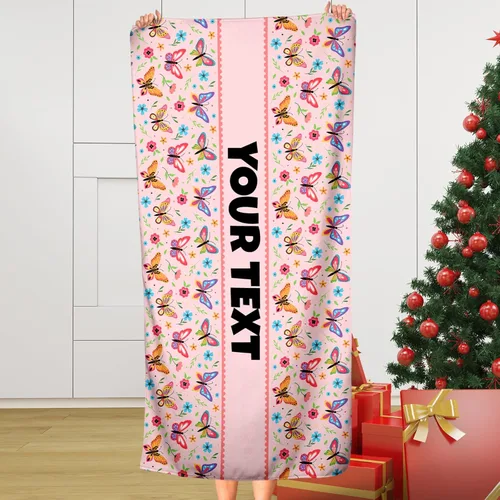 Miniatura 6 de Toalla de baño o playa personalizada para niños, unicornios rosas, nombre/texto personalizado, secado rápido/absorbente para baño de niños, regalo