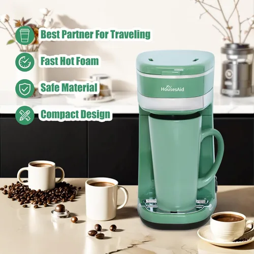 Miniatura 2 de Cafetera, Cafetera de Una Sola Porción, Cafetera de Una Taza con Filtro Reutilizable y Botón de Control de Un Solo Toque, Cafetera Portátil