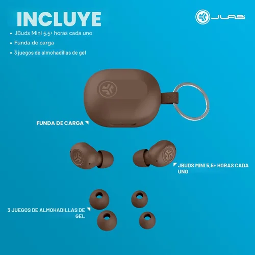 Miniatura 8 de JLab JBuds Mini Tones True Wireless Auriculares Inalámbricos Bluetooth + Funda de Carga, (4625 W), IP55 a Prueba de Sudor y Polvo, Bluetooth