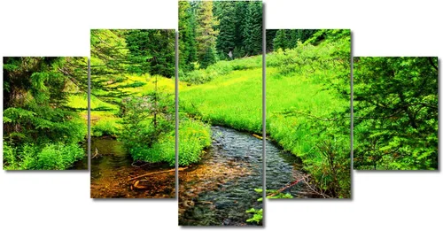 Miniatura 85 de TUMOVO Lienzo decorativo para pared de sala de estar, 5 paneles de naturaleza, Alaska, Estados Unidos, autopista alrededor de montañas, paisaje