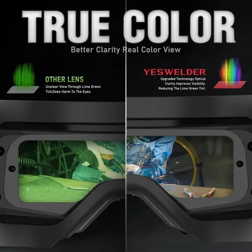 Miniatura 3 de YESWELDER Gafas de soldadura de oscurecimiento automático de color verdadero, amplio rango de sombra 4/5-9/9-13 con molienda, gafas de soldadura
