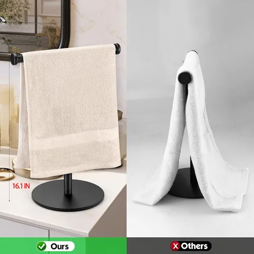 Miniatura 2 de Toallero de mano, toallero de baño negro mate, soporte para toallas de encimera, soporte de toalla en forma de T para baño y cocina, tamaño 11