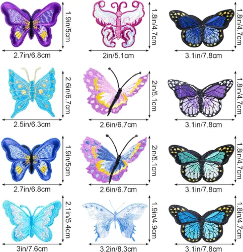 Miniatura 2 de 12 parches de mariposa para coser, parches bordados de mariposa PAGOW para planchar, parches bordados para coser con plancha, parches de costura