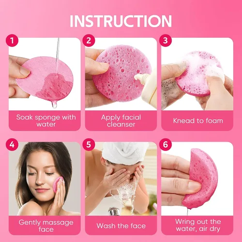 Miniatura 3 de GAINWELL 50 esponjas faciales comprimidas con recipiente de almacenamiento, para limpieza facial, removedor de maquillaje reutilizable, portátil