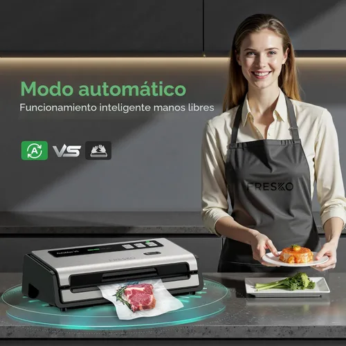 Miniatura 4 de FRESKO Selladora de Alimentos al Vacío con Detección Automática de Bolsas, Doble Sellado Térmico, Almacenamiento Integrado de Rollos de Bolsas