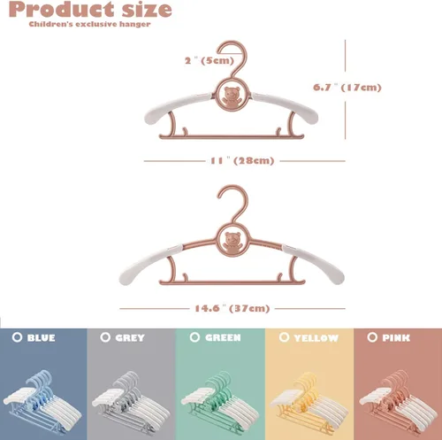 Miniatura 2 de JSF Perchas ajustables para bebés, 20 piezas de ganchos para guarderías, antideslizantes, extensibles, ideales para ropa de recién nacidos