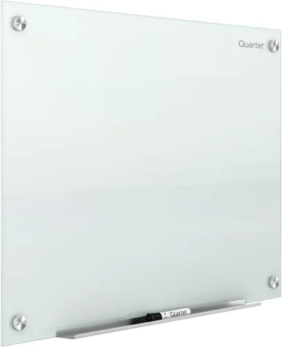 Quartet - Pizarra blanca de vidrio magnética de borrado en seco, pizarra blanca de 48" x 36", montaje sin marco Infinity, superficie blanca (G4836W)