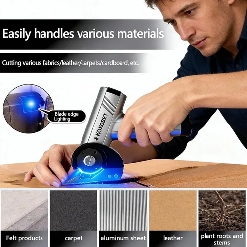 Miniatura 2 de Tijeras eléctricas de cartón con luz LED, batería recargable de 2600 mAh, motor sin escobillas, hoja de acero de tungsteno, corta tela, cuero