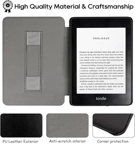 Miniatura 7 de SCSVPN Funda para Kindle de 10ª generación de 6 pulgadas (versión 2019, modelo J9G29R), funda de cuero de alta calidad ultra fina y ligera con Negro