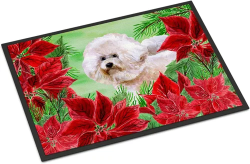 Miniatura 63 de Caroline's Treasures CK1311MAT Cavalier Spaniel Poinsettas - Felpudo de 18 x 27 pulgadas, tapete para puerta delantera, interior y exterior