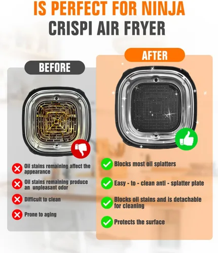 Miniatura 5 de 2 Piezas Salvamanteles de Silicona para Freidora de Aire y Protector contra Salpicaduras para Ninja Crispi, Alfombrilla Resistente al Calor