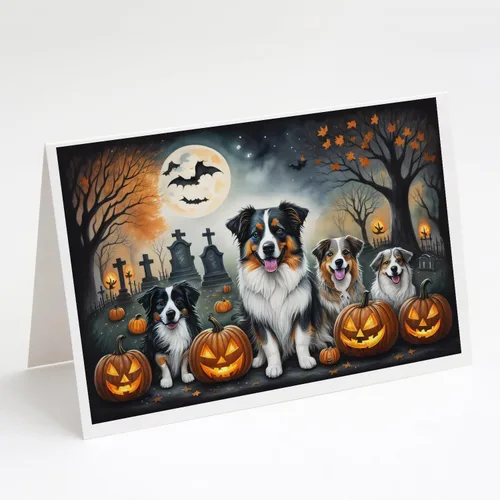 Miniatura 57 de Caroline's Treasures DAC2018GCA7P - Tarjetas de felicitación y sobres de Halloween espeluznantes de Border Collie, paquete de 8 tarjetas en blanco