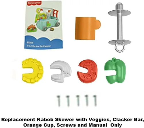Miniatura 5 de Piezas de repuesto para Fisher-Price Laugh & Learn 3 en 1 On The Go Camper - GTJ59 ~ Brocheta de repuesto con verduras, barra clacker, taza naranja