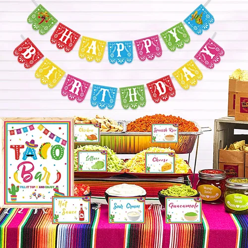 Miniatura 4 de Joy Bang Decoraciones de fiesta de cumpleaños, decoración de fiesta temática mexicana, pancarta de feliz cumpleaños del Cinco de Mayo, guirnalda