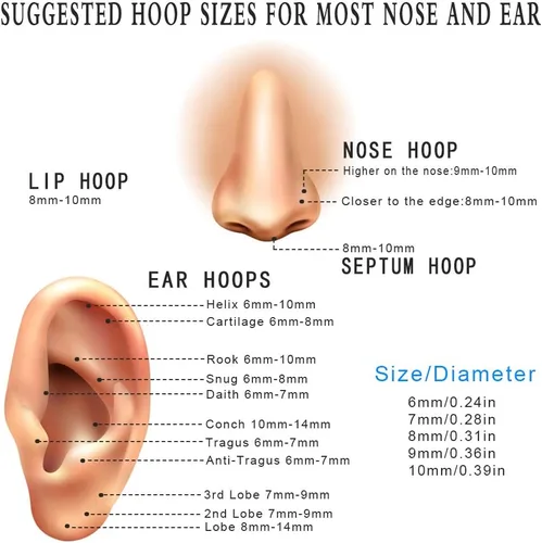 Miniatura 4 de Aretes de aro pequeños sleeper unisex chapados en oro real de 18K de acero quirúrgico, anillo para la nariz, anillo de septum, anillo de hélice
