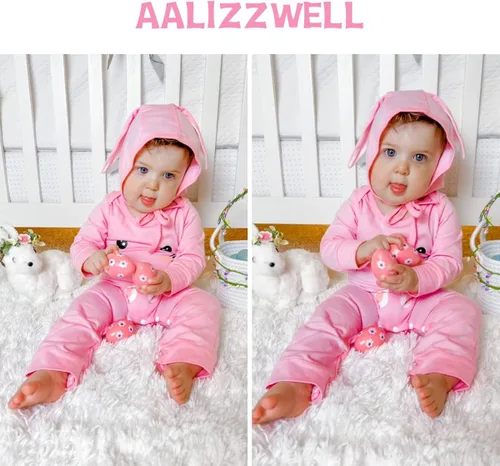 Miniatura 3 de Aalizzwell Mameluco de Pascua para bebés y niñas con sombrero de oreja de conejo