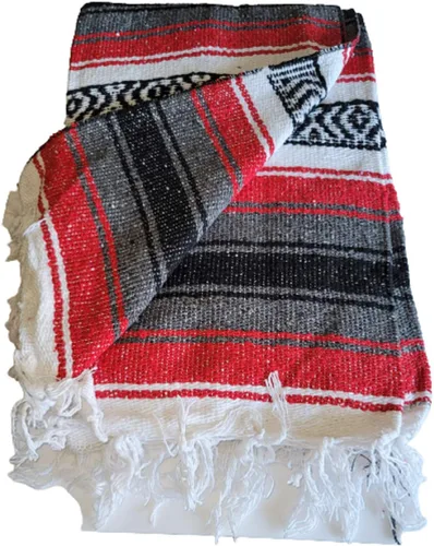 Miniatura 3 de Manta de Falsa mexicana de 52 x 77 pulgadas, auténtica manta de yoga tejida a mano, manta Navajo, manta de camping, manta de picnic, manta de silla