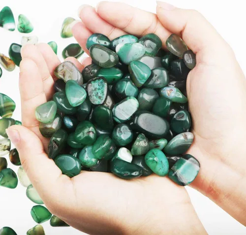 Miniatura 7 de YIYA Piedras pulidas de ágata verde de 0.68 libras, piedras preciosas de cuarzo de cristal natural para decoración del hogar, relleno de jarrón