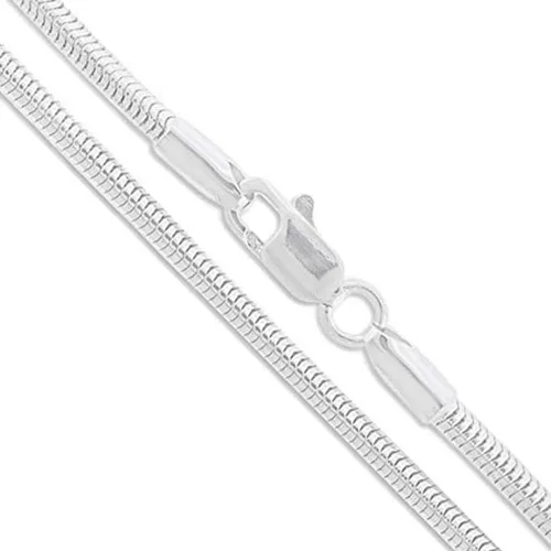 Miniatura 20 de Plata de ley 0.079 in (2 mm), 0.098 in (2.5 mm), 0.118 in (3 mm), 0.157 in (4 mm), 0.197 in (5 mm), cadena de serpiente redonda, collar de cadena