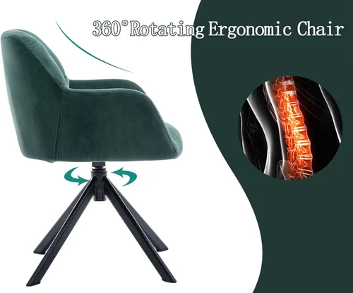 Miniatura 7 de EALSON Silla de escritorio de terciopelo cómoda, silla de tareas de computadora moderna sin ruedas, silla giratoria de acento con respaldo medio