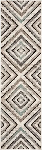 Miniatura 2 de SAFAVIEH Amsterdam Collection AMS109A - Alfombra para pasillo, 2 pies 3 pulgadas x 8 pies, color crema y beige, diseño geométrico de diamante,