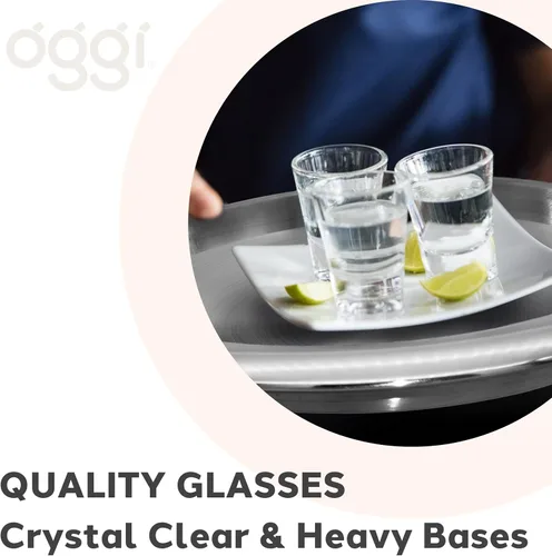 Miniatura 4 de Oggi Vasos de chupito con base pesada, juego de 6 vasos de chupito de vidrio real, diseño fresco y clásico, regalos ideales para padrinos de boda