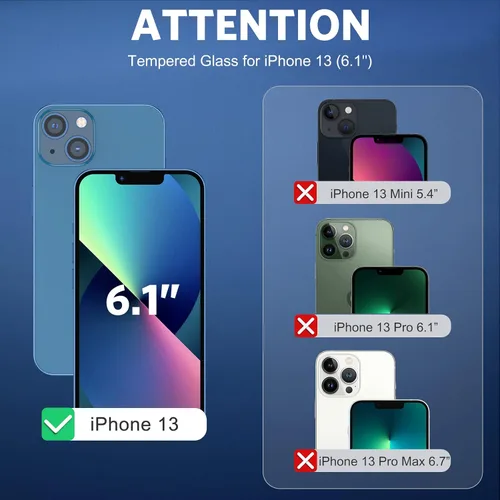 Miniatura 3 de OMOTON Protector de pantalla y protector de lente de cámara para iPhone 13 con ayuda de instalación de marco