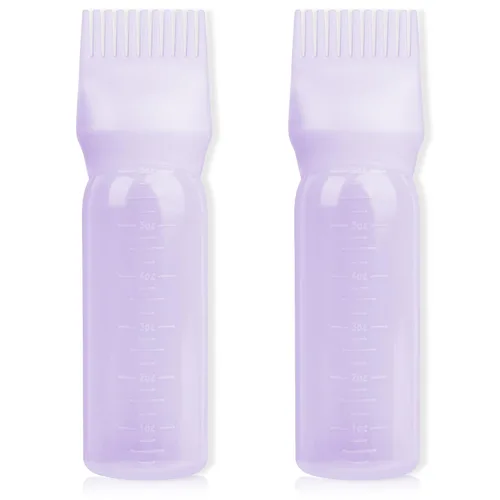 Miniatura 13 de Paquete de 2 botellas aplicadoras de peine de raíz, aplicador de aceite para el cabello de 6 onzas, herramientas de botella de tinte con dispensador