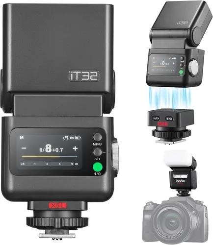 Miniatura 11 de Godox iT32 TTL HSS Flash para Canon con disparador X5-C, 1/80000s HSS 2.4G kit inalámbrico fuera de la cámara, liberación rápida magnética y USB-C