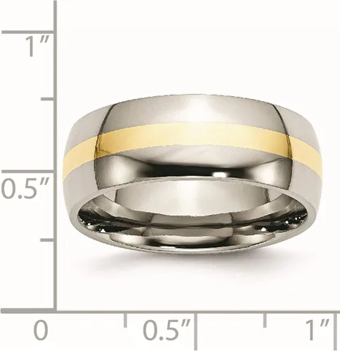 Miniatura 6 de Jewelry By Sweet Pea Acero inoxidable y banda pulida de 0.315 in con incrustaciones amarillas de 14 quilates (ancho 8), Metal
