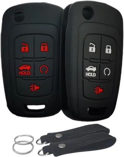 Funda de silicona sin llave para Chevrolet Malibu, Camaro, Cruze y más - 5 botones negro/rojo y blanco