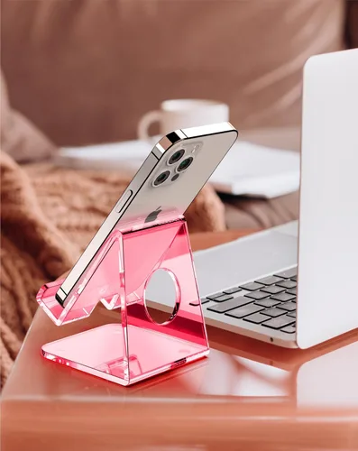 Miniatura 7 de Soporte acrílico para teléfono celular, soporte transparente para teléfono para escritorio de oficina, tocador, encimera de cocina, mesita de noche