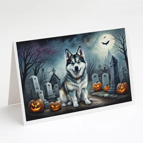 Miniatura 7 de Caroline's Treasures DAC2018GCA7P - Tarjetas de felicitación y sobres de Halloween espeluznantes de Border Collie, paquete de 8 tarjetas en blanco