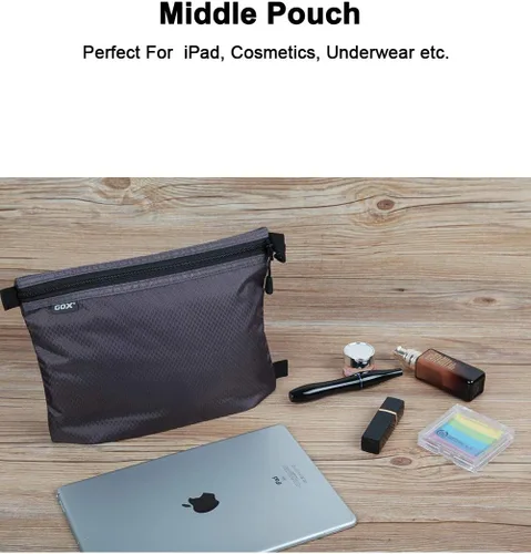 Miniatura 3 de GOX Paquete de 3 bolsas de aseo de viaje para hombres, organizador de equipaje de mano, bolsa con cremallera, bolsa portátil para cosméticos