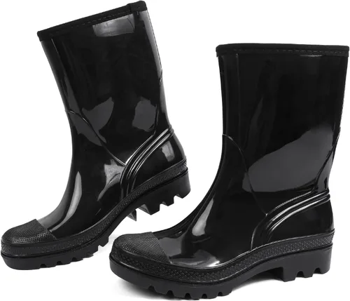 Miniatura 69 de DKSUKO Waterproof Womens Rain Boots insulated,Lightweight Rubber fashion Boots in Gardening,Warm and Comfortable Wide Calf Rain Boots with Glossy in