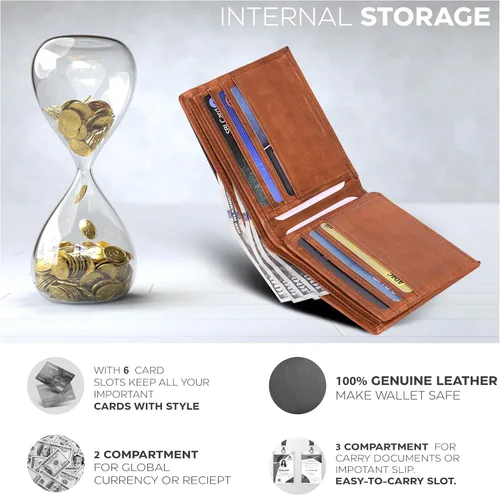 Miniatura 2 de Carteras RFID delgadas para hombres - Cartera de bolsillo frontal de piel genuina