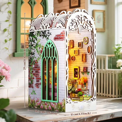 Miniatura 3 de Kit de rincón de libros, casa de muñecas de bricolaje, mini casa de muñecas, con luces LED, kit de modelo de habitación para más de 14 adolescentes