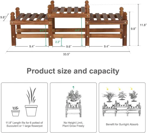 Miniatura 2 de Soporte de madera para flores, soporte pequeño para plantas de interior y exterior, estante de ventana baja para plantas, alféizar de ventana